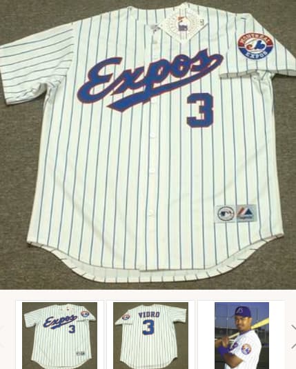 JOSE VIDRO Montreal Expos 2002 Majestic Throwback Home Baseball Jersey