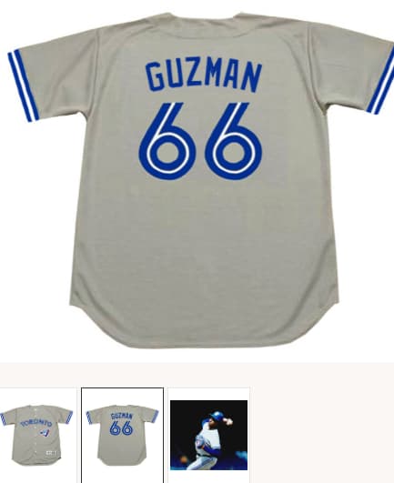 JUAN GUZMAN Toronto Blue Jays 1993 Away Majestic Throwback Baseball Jersey