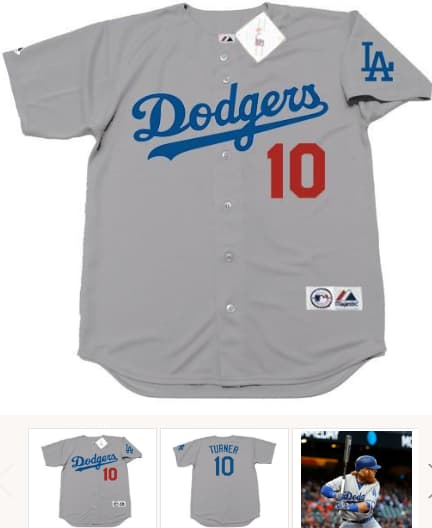 JUSTIN TURNER Los Angeles Dodgers 2016 Majestic Away Baseball Jersey