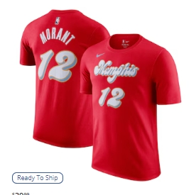 Ja Morant Memphis Grizzlies Nike 2024-25 City Edition Name & Number T-Shirt - Red