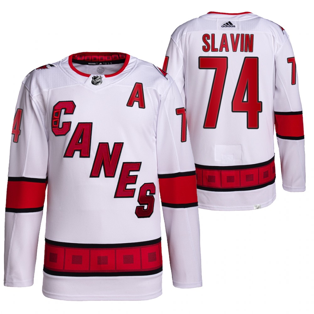 Jaccob Slavin 2021-22 Carolina Hurricanes White Authentic Pro Away Jersey