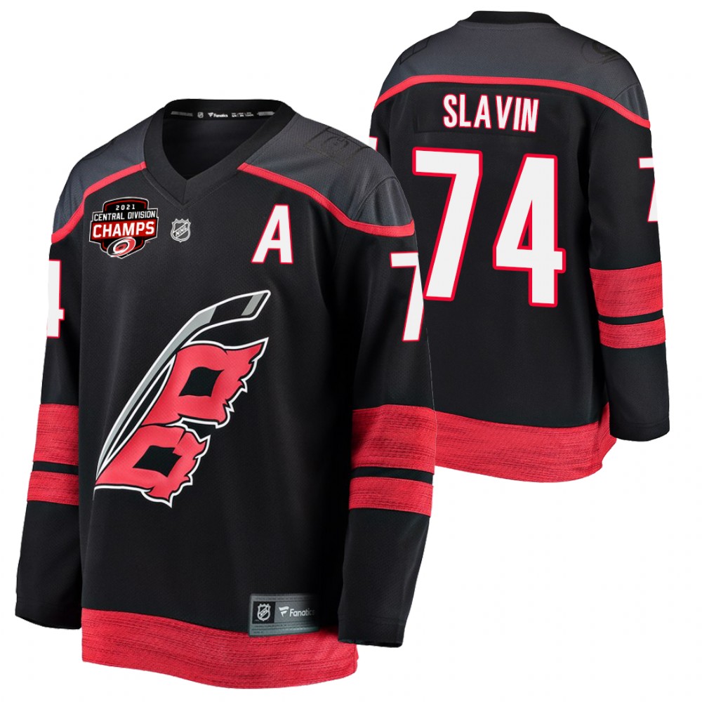 Jaccob Slavin Hurricanes 2021 Central Division Champions Black Jersey