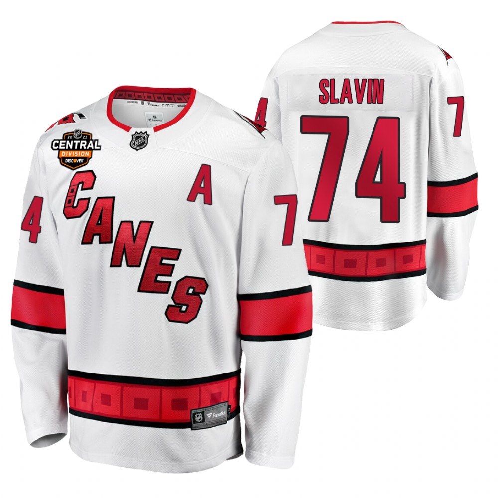 Jaccob Slavin Hurricanes 2021 Central Division Patch Jersey White Away