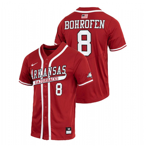 Jace Bohrofen Arkansas Razorbacks Cardinal College Baseball Throwback Jersey
