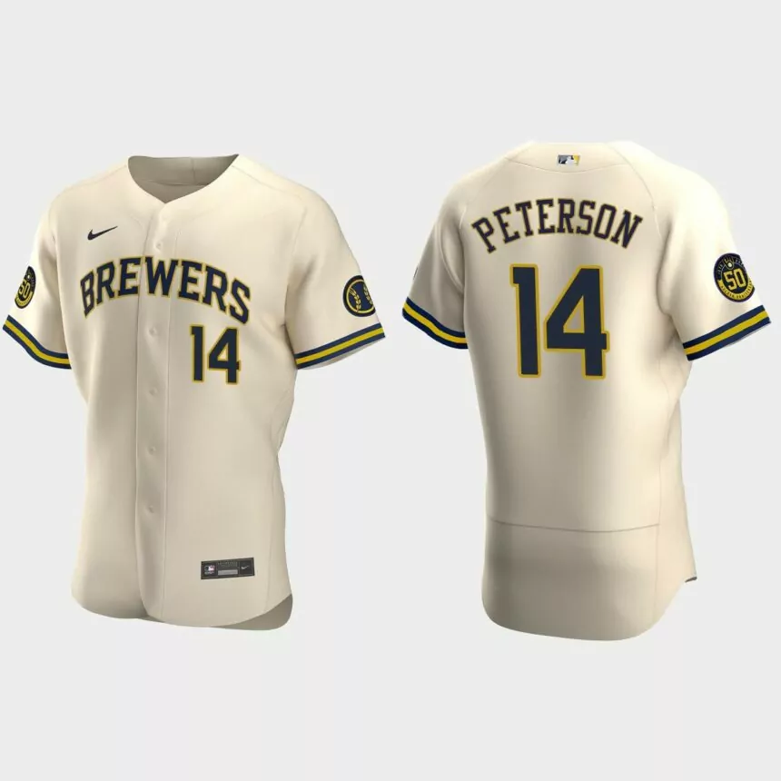 Jace Peterson Milwaukee Brewers Authentic Alternate Jersey – Cream