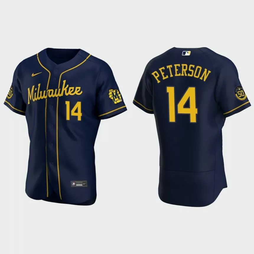 Jace Peterson Milwaukee Brewers Authentic Alternate Jersey – Navy
