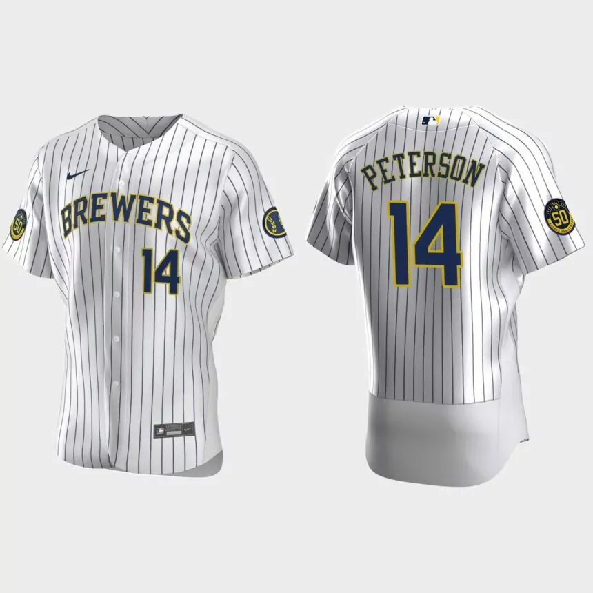 Jace Peterson Milwaukee Brewers Authentic Home Jersey – White