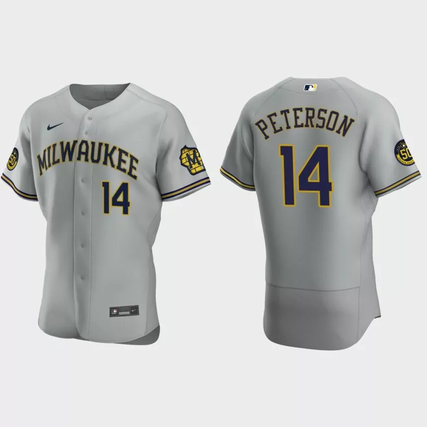 Jace Peterson Milwaukee Brewers Authentic Road Jersey – Gray