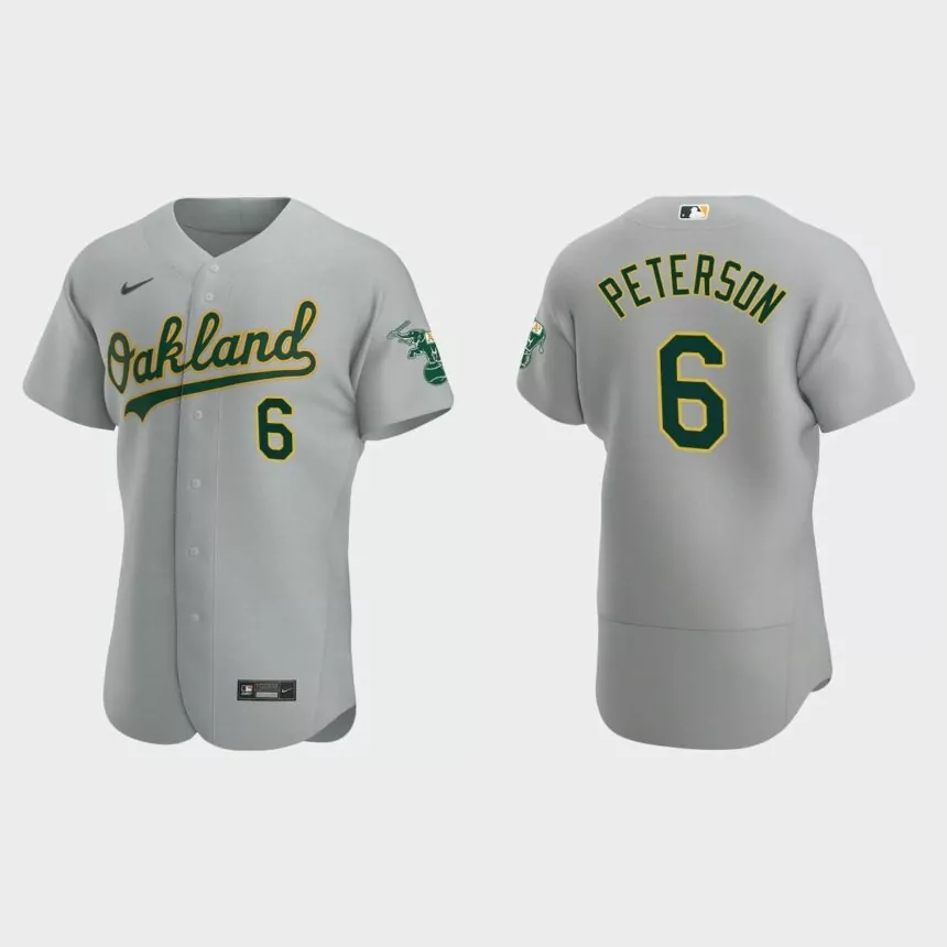 Jace Peterson Oakland Athletics Authentic Road Jersey – Gray