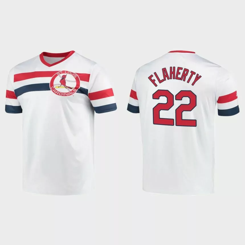 Jack Flaherty St. Louis Cardinals Cooperstown Collection V-Neck Jersey – White