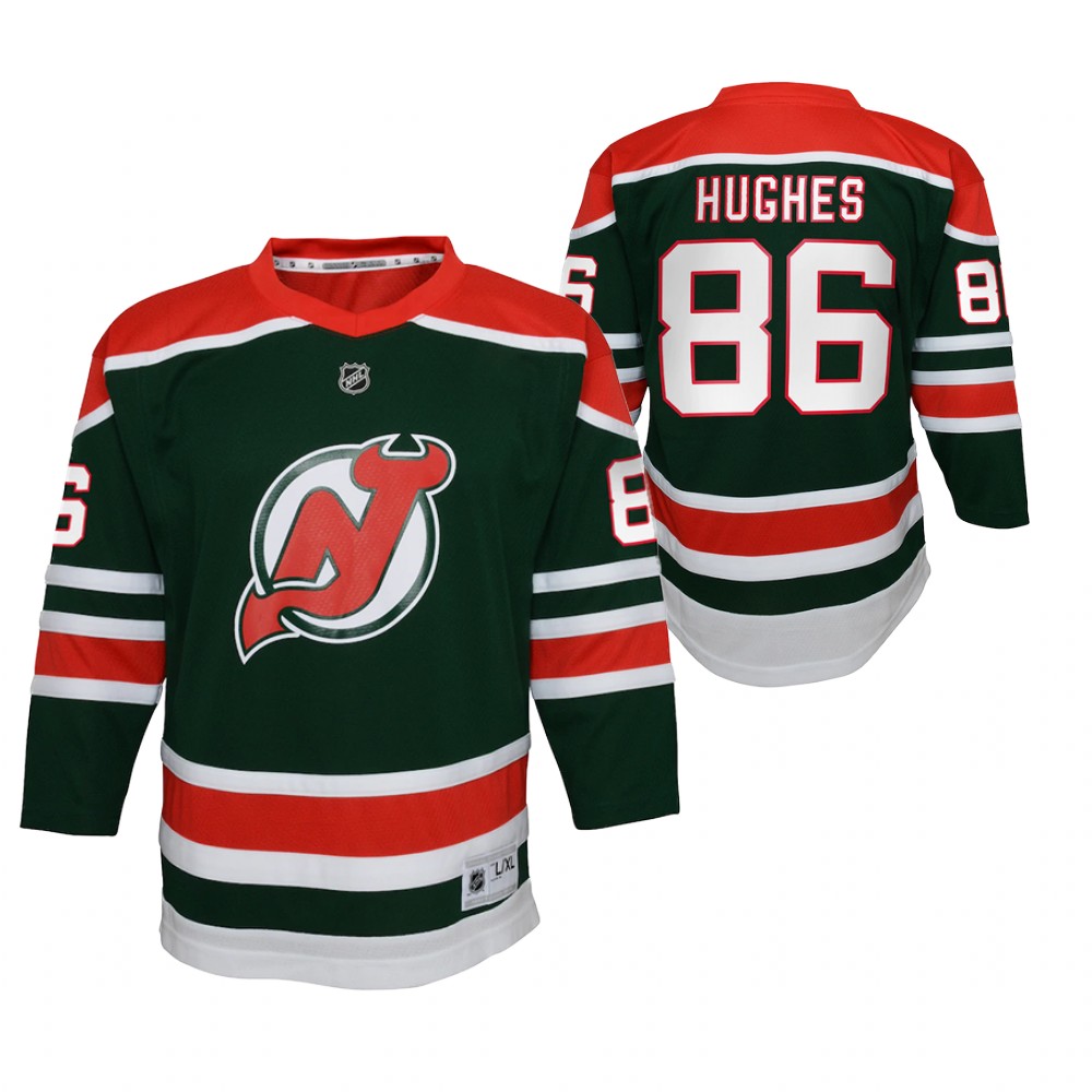 Jack Hughes New Jersey Devils 2021 Reverse Retro Green Youth Jersey Special Edition