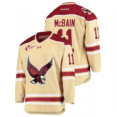 Jack McBain College Hockey 2021-22 Boston College Eagles Beige Jersey