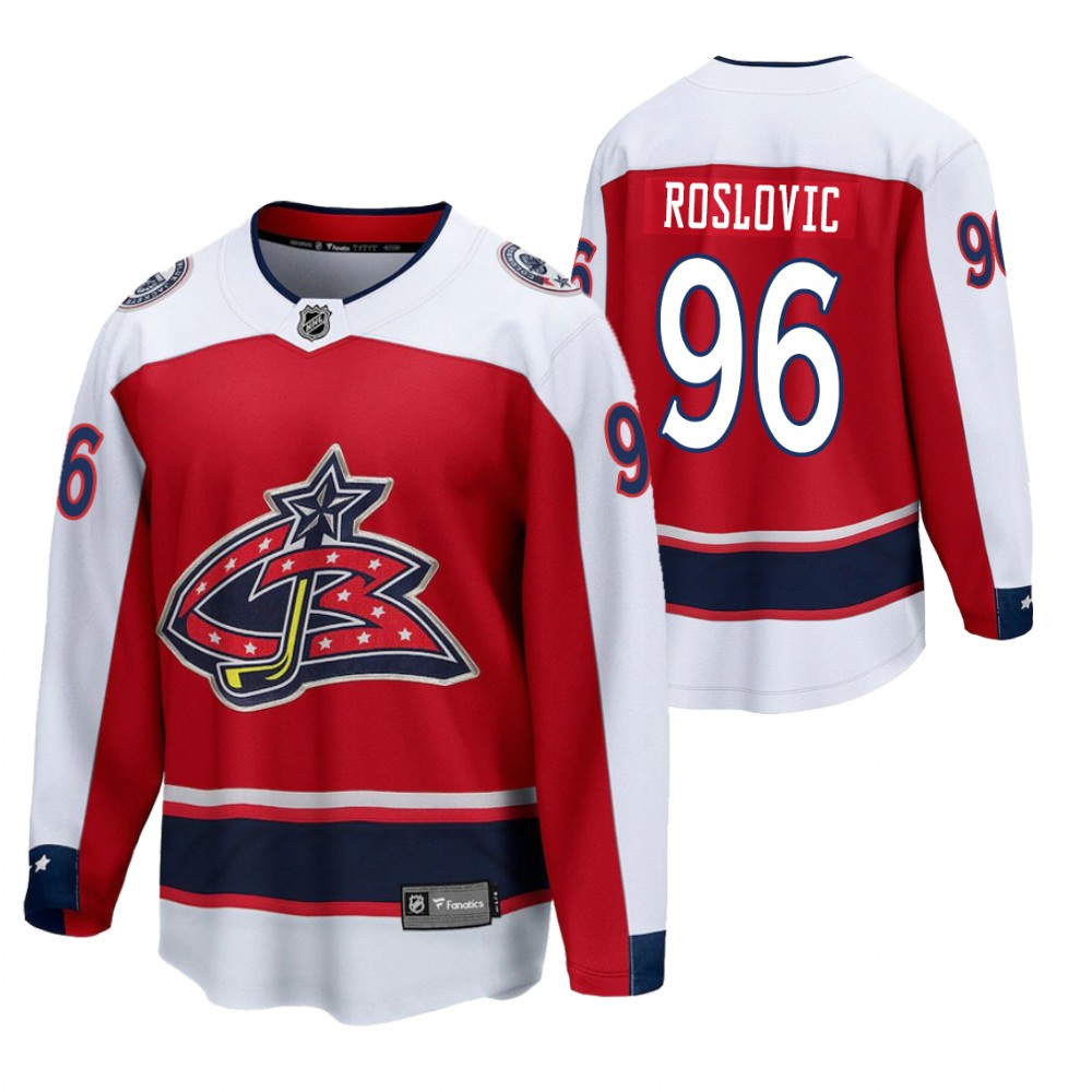 Jack Roslovic Columbus Blue Jackets 2021 Reverse Retro Red Men's Jersey Special Edition