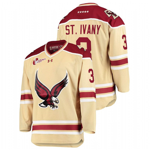 Jack St. Ivany College Hockey 2021-22 Boston College Eagles Beige Jersey
