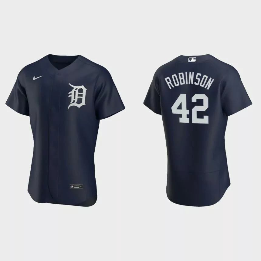 Jackie Robinson #42 Detroit Tigers Navy Authentic Team Logo 2020 Alternate Jersey.jpg