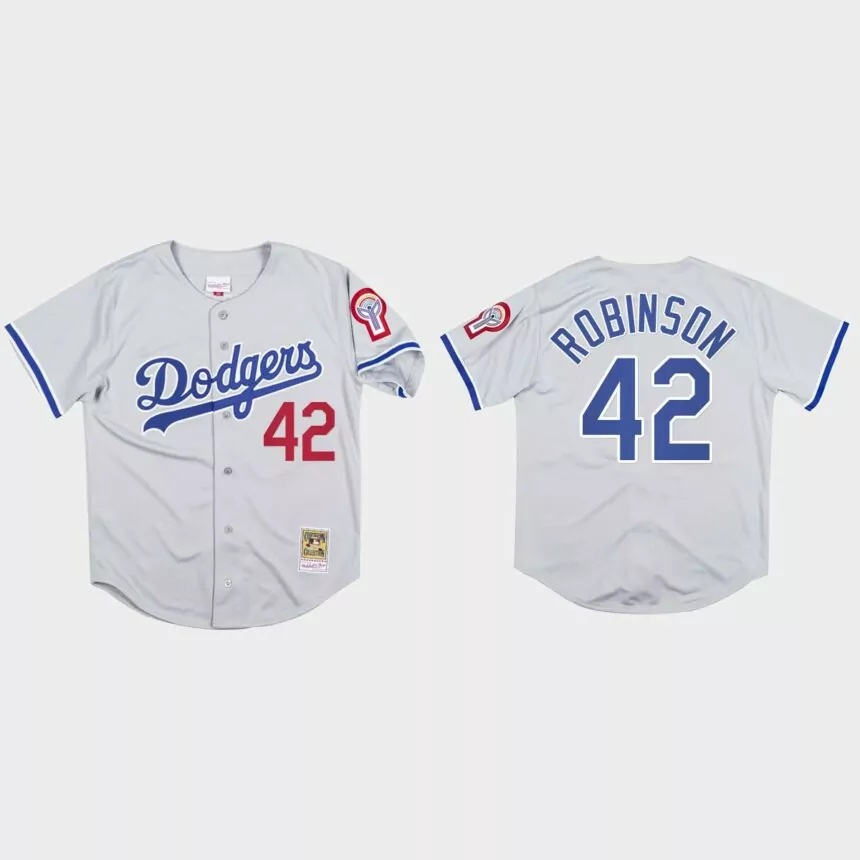 Jackie Robinson #42 Los Angeles Dodgers Mitchell & Ness 1981 Authentic Jersey – Gray
