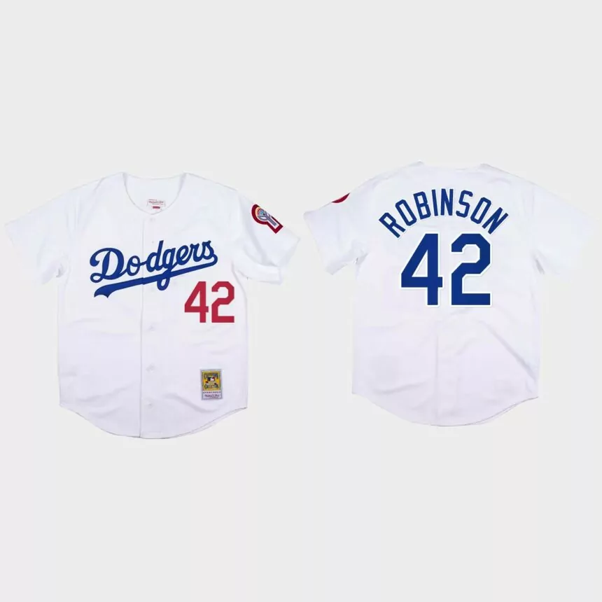 Jackie Robinson #42 Los Angeles Dodgers Mitchell & Ness 1981 Authentic Jersey – White