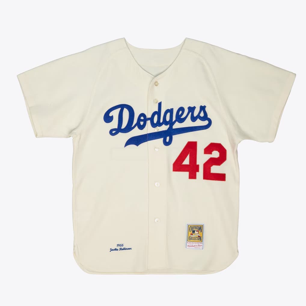 Jackie Robinson Brooklyn Dodgers 1955 White Authentic Player Jersey