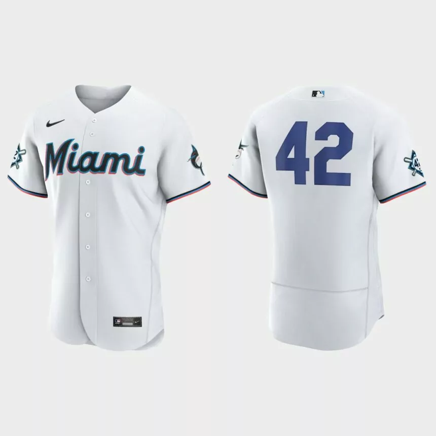 Jackie Robinson Miami Marlins Authentic Jersey – White
