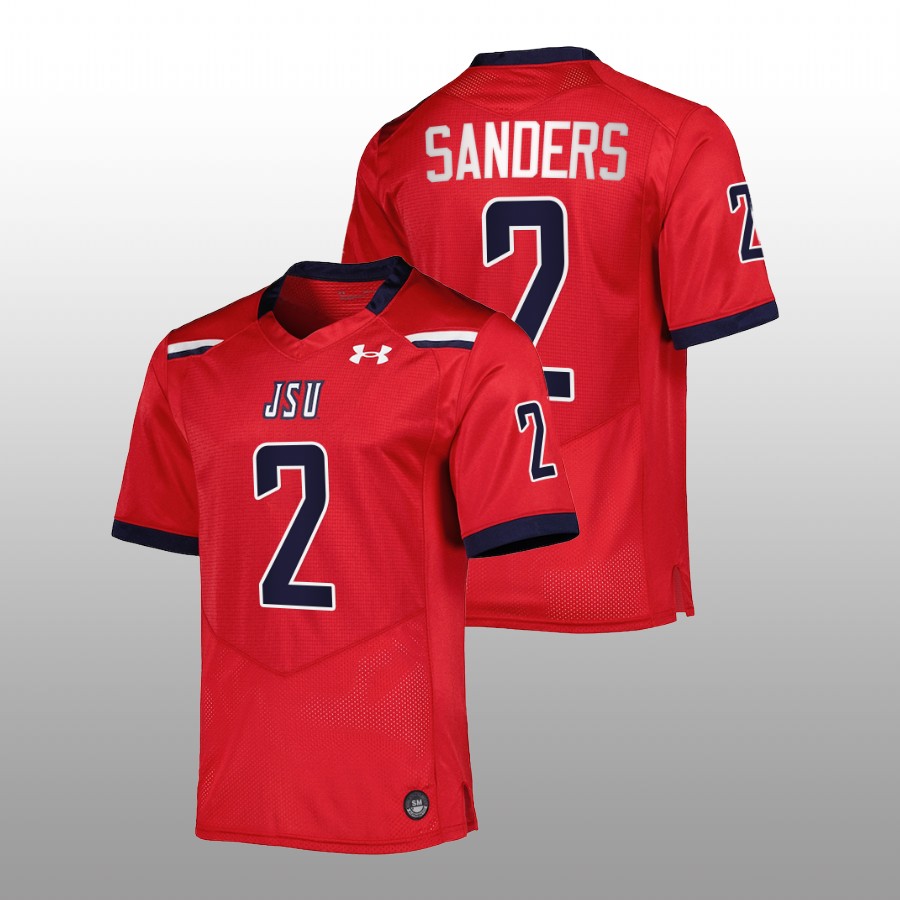 Jackson State Tigers Shedeur Sanders Team Wordmark Red Jersey Replica Football