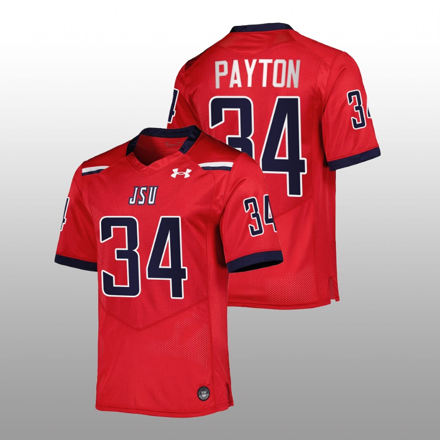 Jackson State Tigers Walter Payton Team Wordmark Red Jersey Replica Football