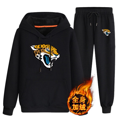 Jacksonville Jaguars Black Men's Winter Thicken NFL Pullover Hoodie & Pant
