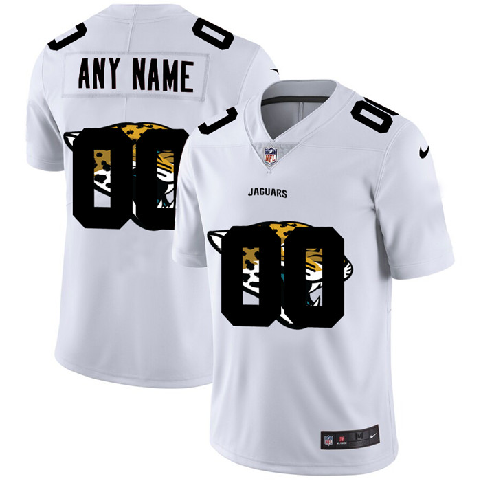 Jacksonville Jaguars Custom White Men's Nike Team Logo Dual Overlap Limited NFL Jersey