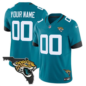 Jacksonville Jaguars Florida Patch Vapor Custom Jersey - All Stitched Teal