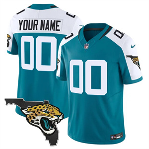 Jacksonville Jaguars Florida Patch Vapor Custom Jersey - All Stitched Teal Alternate