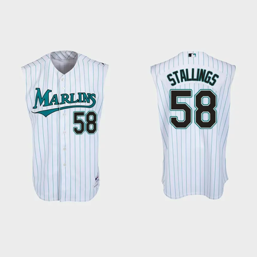 Jacob Stallings Florida Marlins Throwback Jersey – White Teal