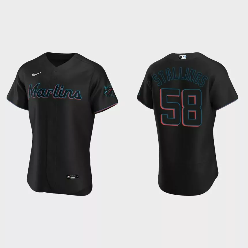 Jacob Stallings Miami Marlins Authentic Alternate Jersey – Black