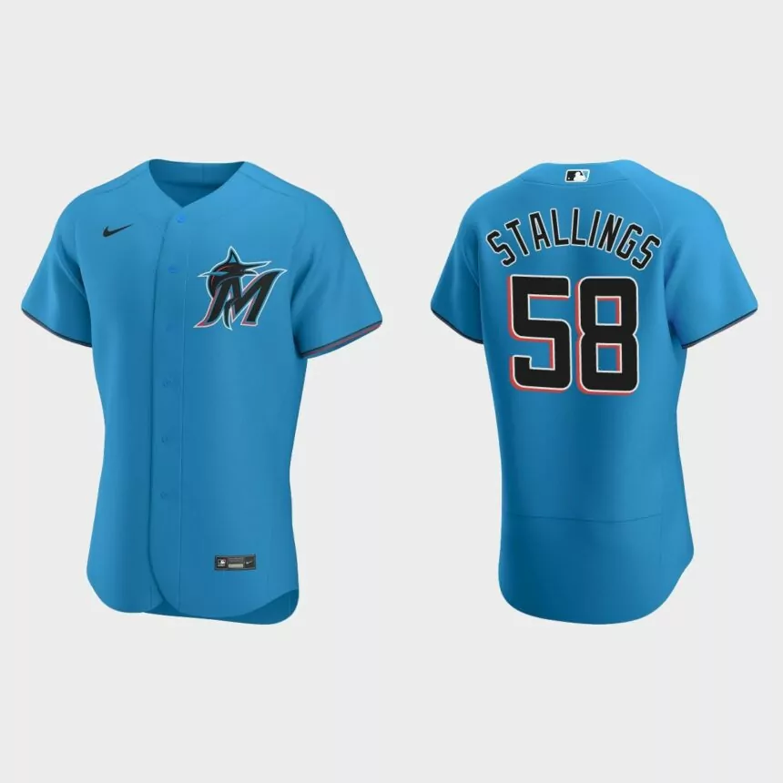 Jacob Stallings Miami Marlins Authentic Alternate Jersey – Blue