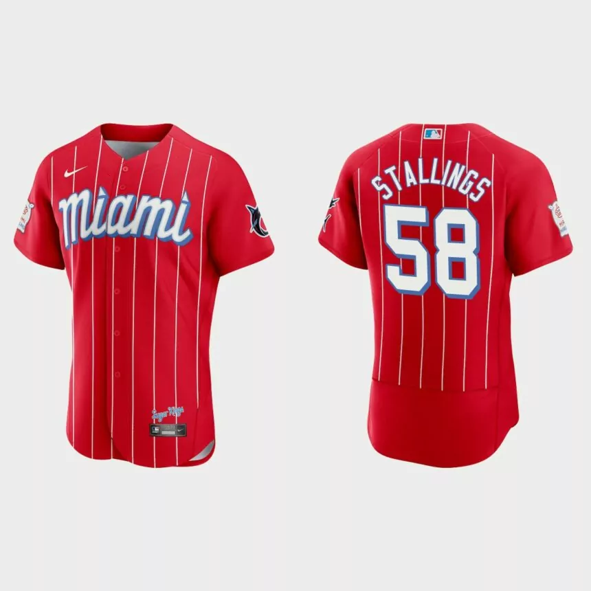Jacob Stallings Miami Marlins City Connect Authentic Jersey – Red