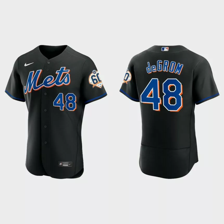 Jacob deGrom New York Mets 60th Anniversary Alternate Authentic Jersey – Black