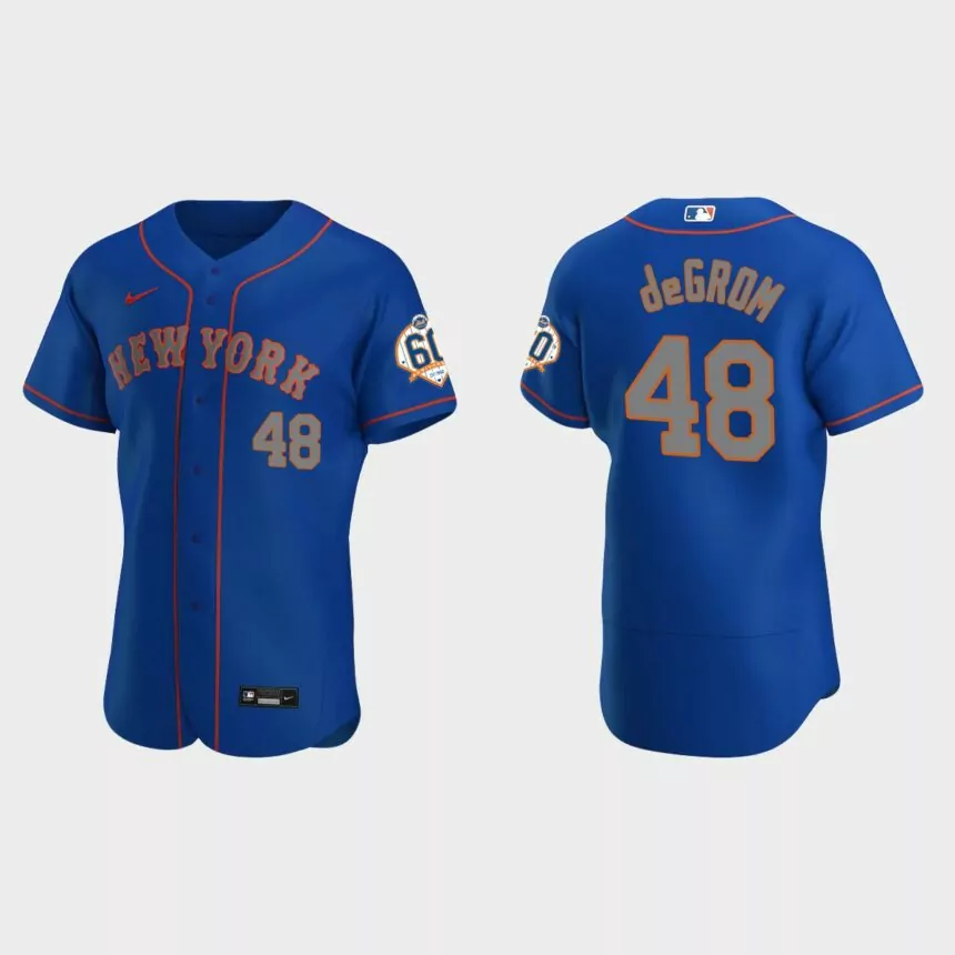 Jacob deGrom New York Mets 60th Anniversary Alternate Authentic Jersey – Blue