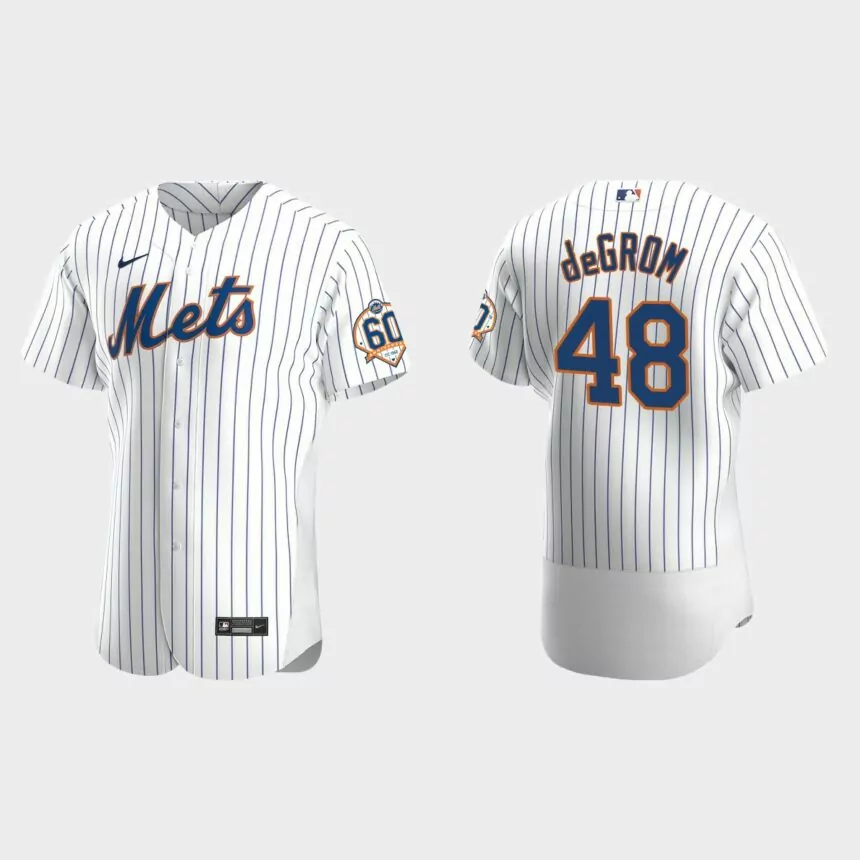 Jacob deGrom New York Mets 60th Anniversary Home Authentic Jersey – White