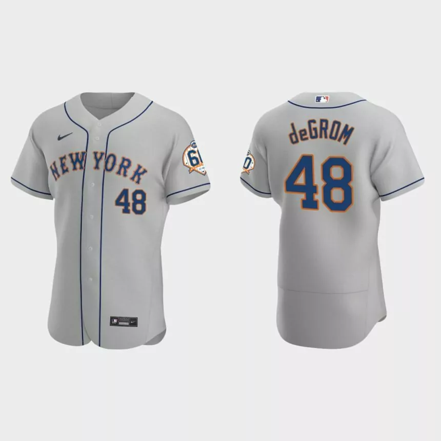 Jacob deGrom New York Mets 60th Anniversary Road Authentic Jersey – Gray