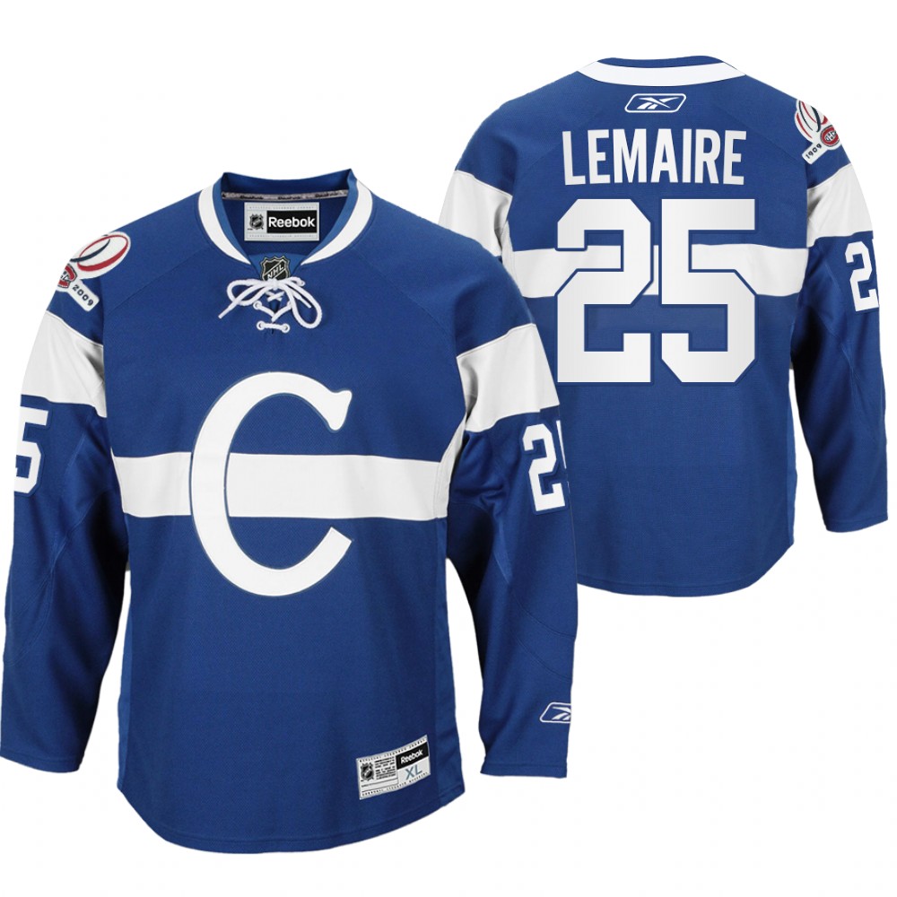 Jacques Lemaire Montreal Canadiens 100th Anniversary Celebration Blue Throwback Jersey