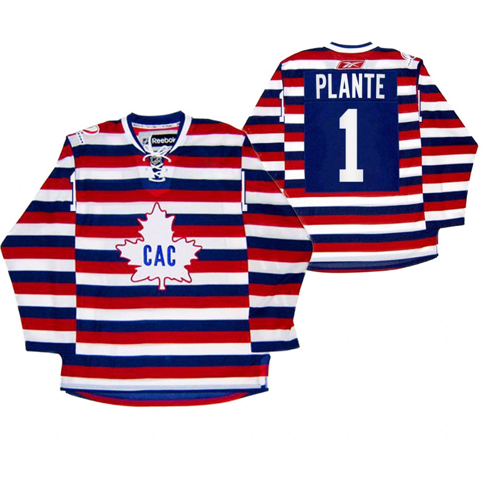 Jacques Plante Montreal Canadiens 100th Anniversary Celebration Red Retro Jersey