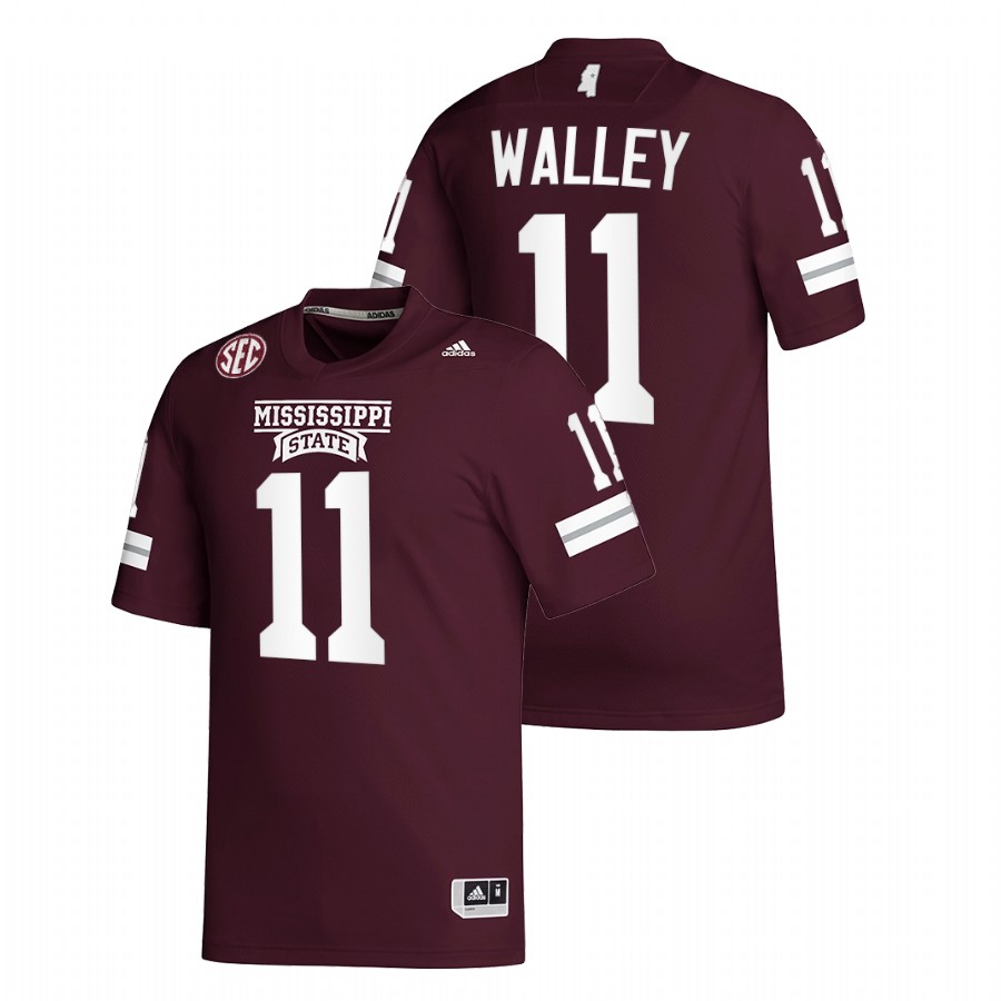 Jaden Walley Mississippi State Bulldogs Maroon 2021-22 College Football Replica Jersey