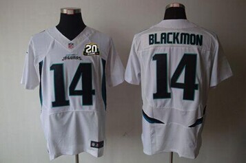 Jaguars #14 Justin Blackmon White With 20TH Season Patch Jersey
