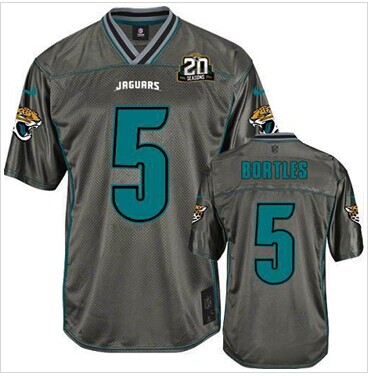 Jaguars #5 Blake Bortles Grey With 20TH Season Patch Vapor Jersey
