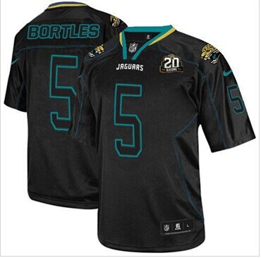 Jaguars #5 Blake Bortles Lights Out Black With 20TH Season Patch Jersey