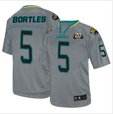 Jaguars #5 Blake Bortles Lights Out Grey With 20TH Season Patch Jersey