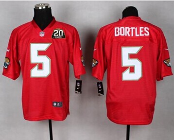 Jaguars #5 Blake Bortles Red With 20TH Season Patch QB Practice Jersey