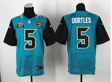 Jaguars #5 Blake Bortles Teal Green Team Color With 20TH Season Patch Jersey
