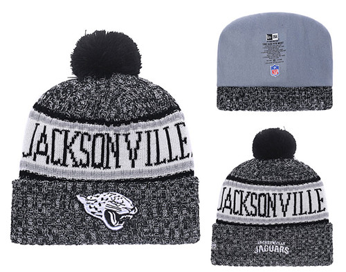 Jaguars Black 2018 NFL Sideline Pom Knit Hat YD
