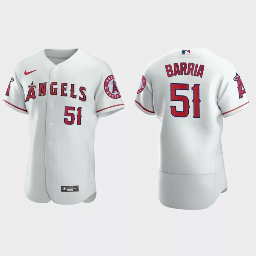 Jaime Barria #51 Los Angeles Angels Authentic Home Jersey – White