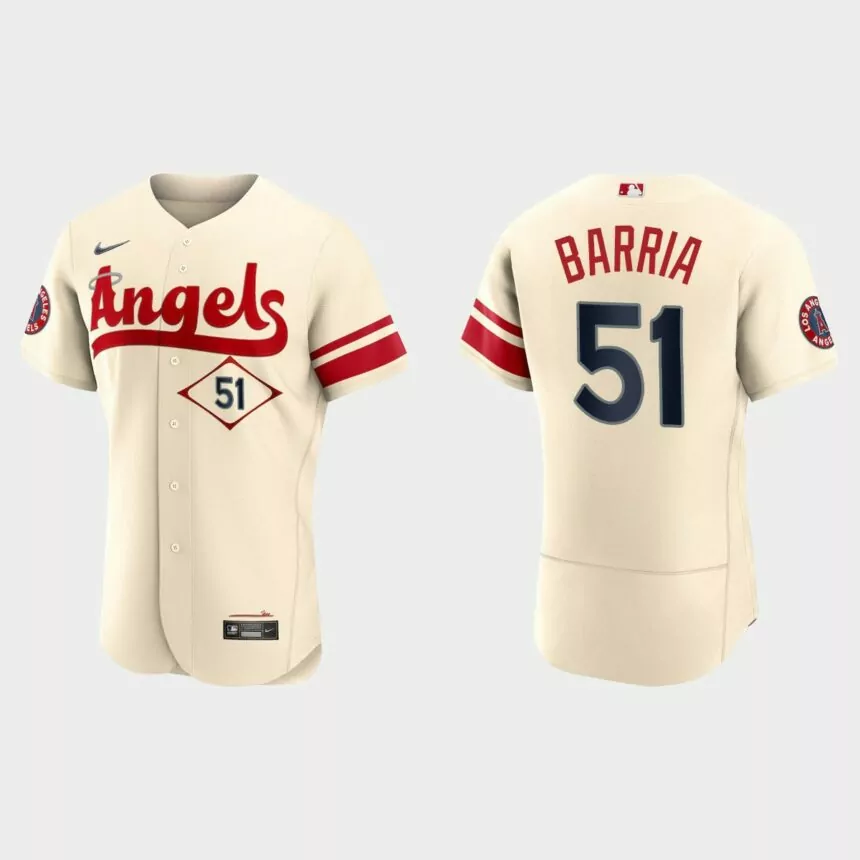 Jaime Barria Los Angeles Angels 2022 City Connect Authentic Jersey – Cream