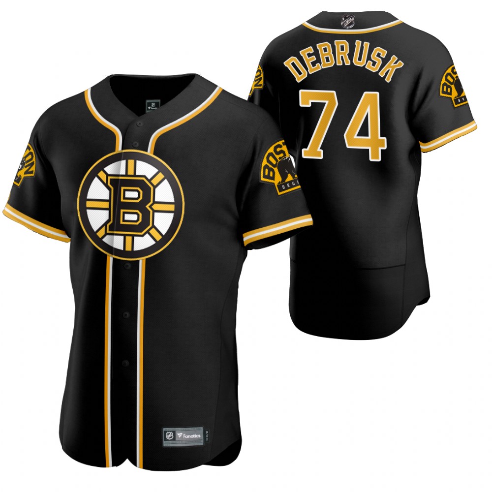 Jake Debrusk Bruins 2020 NHL X MLB Crossover Baseball Jersey Black Stitched